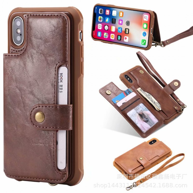 Multifunctional Card Holder Phone Case with Vintage Wallet Design